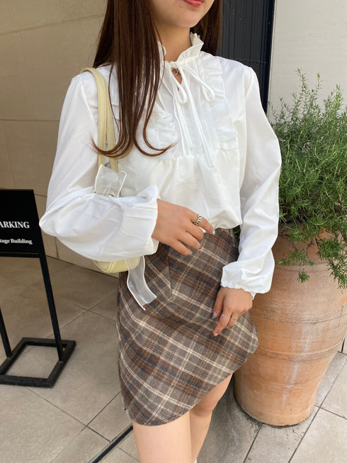 キーネックフリルブラウス | SL2243617 | ホワイト