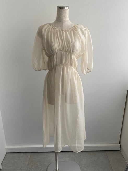 シアーパフスリーブワンピース | LI2243001 | アイボリー