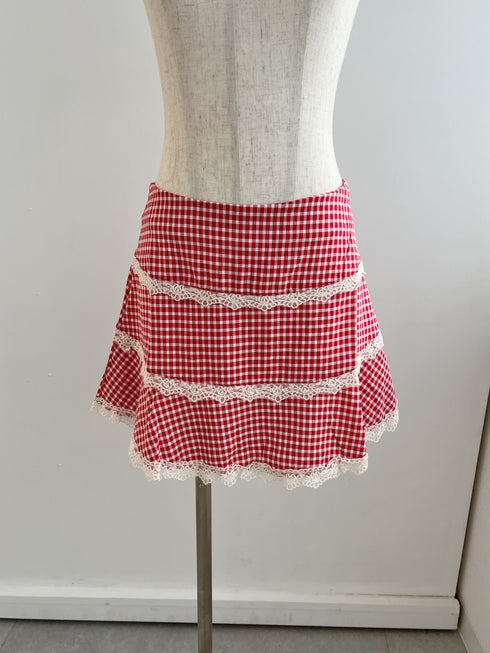 check lace mini skirt | SL2243633 | レッド