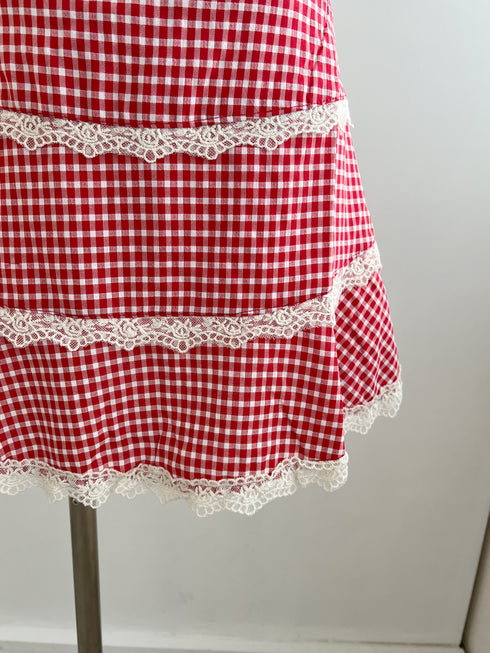 check lace mini skirt | SL2243633 | レッド