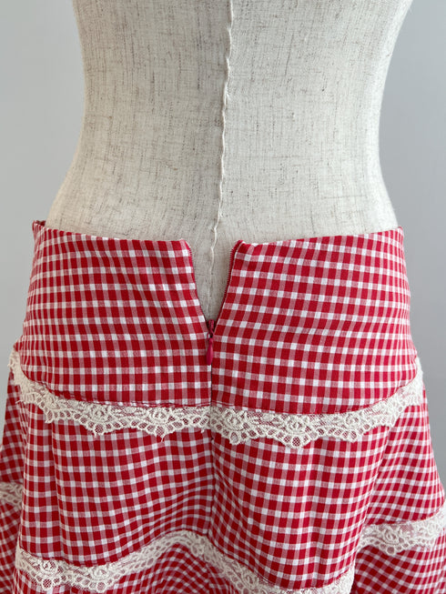 check lace mini skirt | SL2243633 | レッド