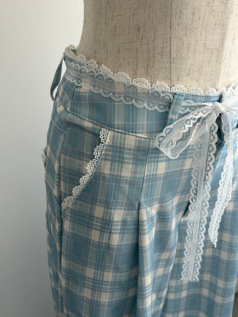 レースリボン付きチェックパンツ | SL2243634 | ブルー
