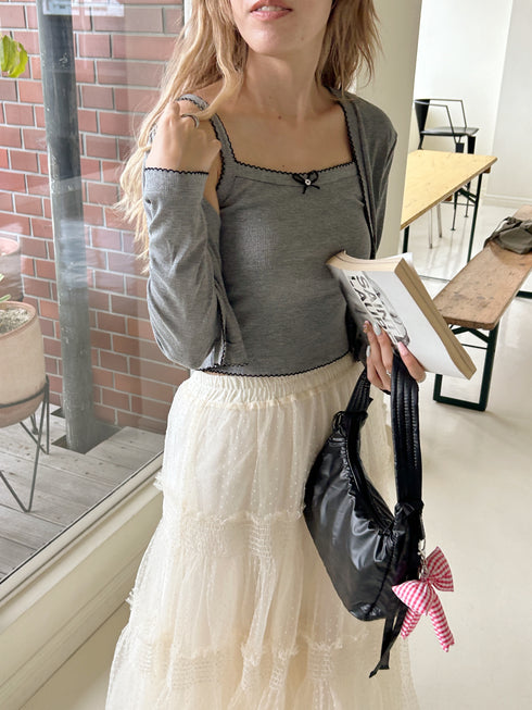 リボンチャーム付きミニバッグ | SL1243605 | ブラック