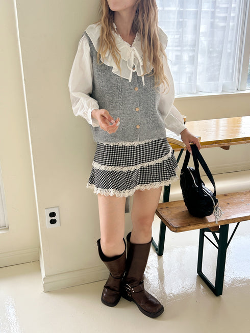 check lace mini skirt | SL2243633 | ブラック