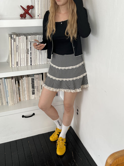 check lace mini skirt | SL2243633 | ブラック