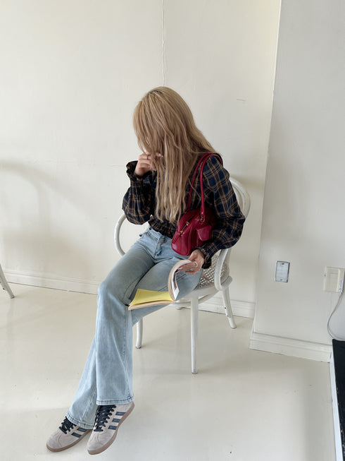 ワンショルダーチェックトップス | SL2243655 | ネイビー