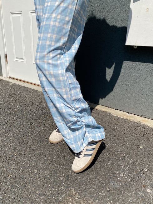 レースリボン付きチェックパンツ | SL2243634 | ブルー