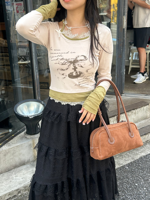 フリルレースティアードスカート | SL2243685 | ブラック