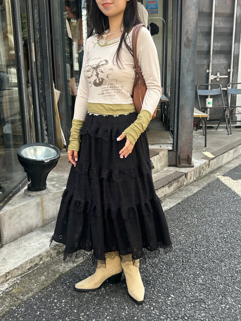フリルレースティアードスカート | SL2243685 | ブラック
