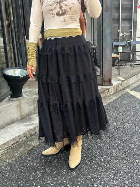 フリルレースティアードスカート | SL2243685 | ブラック