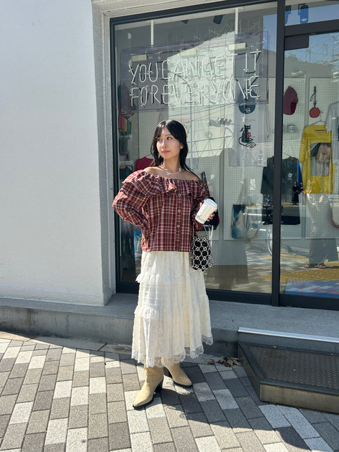 2WAYチェックボリュームブラウス | SL2243666 | レッド