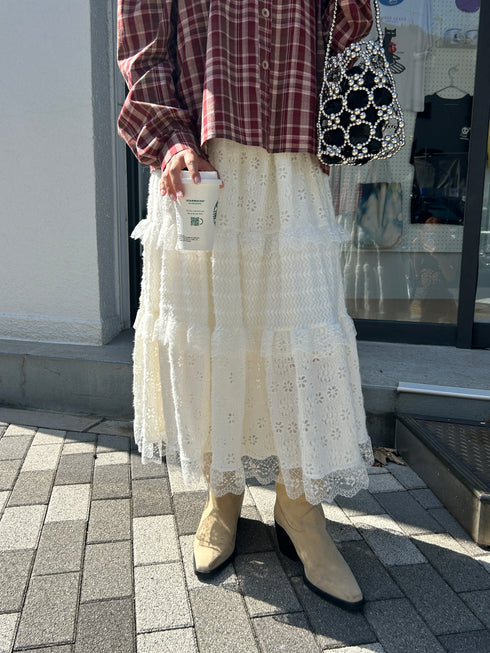 2WAYチェックボリュームブラウス | SL2243666 | レッド