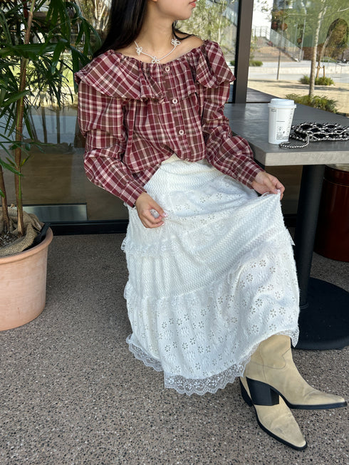 2WAYチェックボリュームブラウス | SL2243666 | レッド