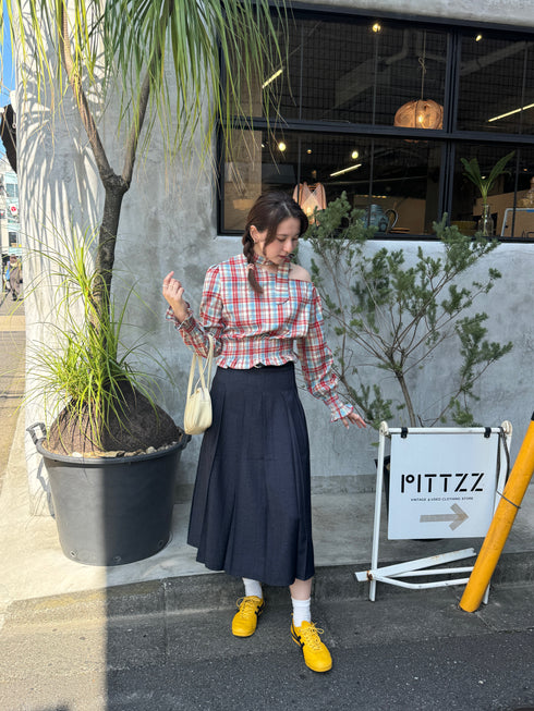 ワンショルダーチェックトップス | SL2243655 | レッド