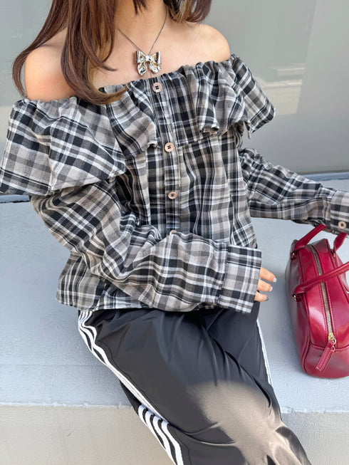 2WAYチェックボリュームブラウス | SL2243666 | ブラック