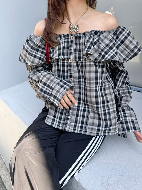 2WAYチェックボリュームブラウス | SL2243666 | ブラック