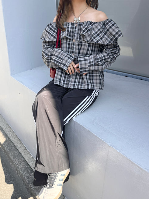 2WAYチェックボリュームブラウス | SL2243666 | ブラック