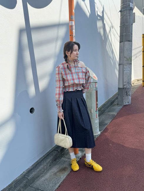 ワンショルダーチェックトップス | SL2243655 | レッド