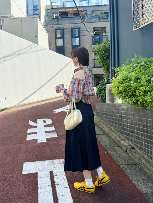 ワンショルダーチェックトップス | SL2243655 | レッド