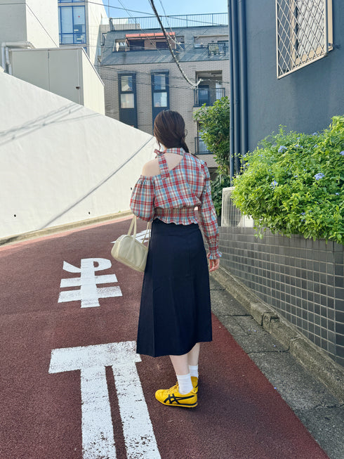 ワンショルダーチェックトップス | SL2243655 | レッド