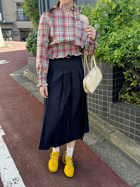 ワンショルダーチェックトップス | SL2243655 | レッド