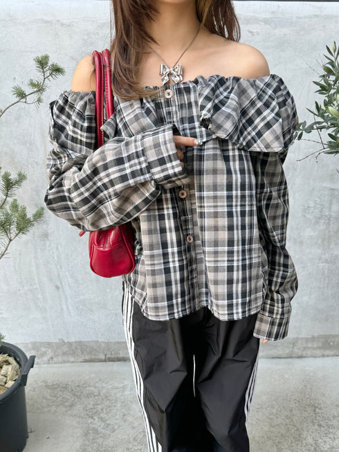 2WAYチェックボリュームブラウス | SL2243666 | ブラック