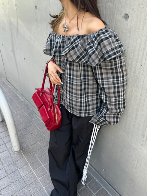 2WAYチェックボリュームブラウス | SL2243666 | ブラック