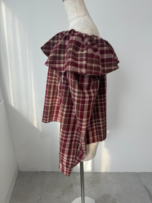 2WAYチェックボリュームブラウス | SL2243666 | レッド