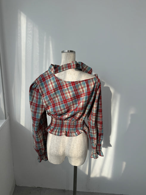 ワンショルダーチェックトップス | SL2243655 | ネイビー