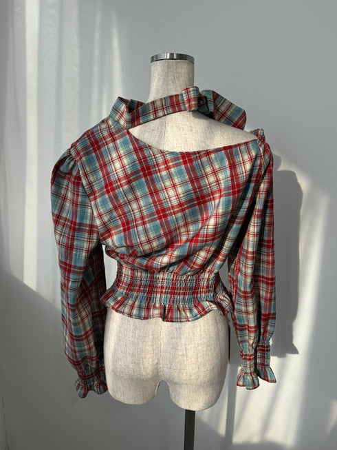 ワンショルダーチェックトップス | SL2243655 | ネイビー