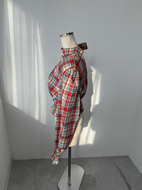 ワンショルダーチェックトップス | SL2243655 | レッド