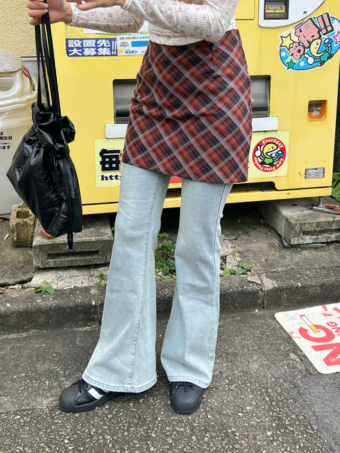 チェック台形ミニスカート | SL2243628 | レッド