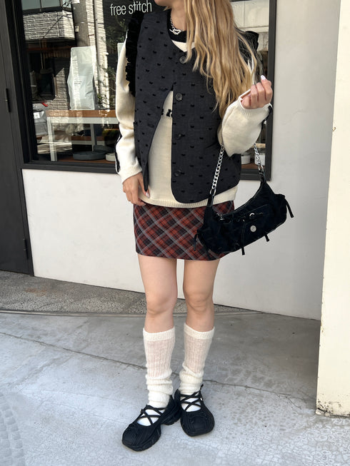 チェック台形ミニスカート | SL2243628 | レッド