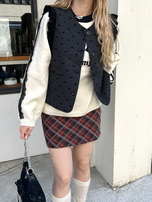 チェック台形ミニスカート | SL2243628 | レッド