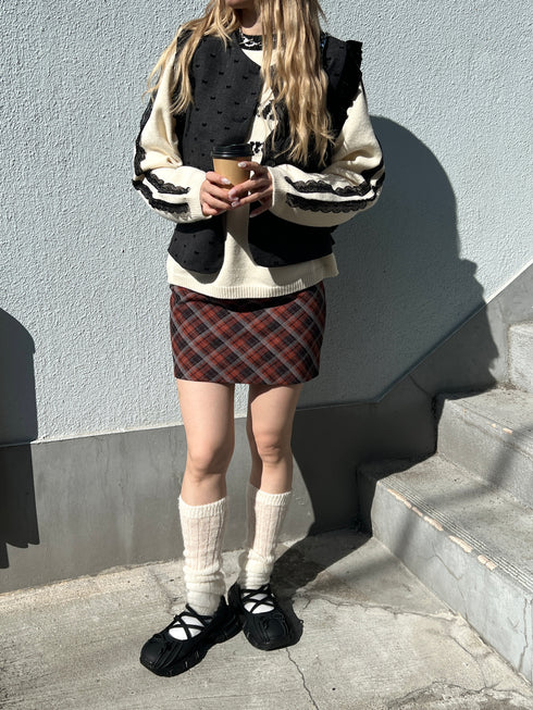 チェック台形ミニスカート | SL2243628 | レッド