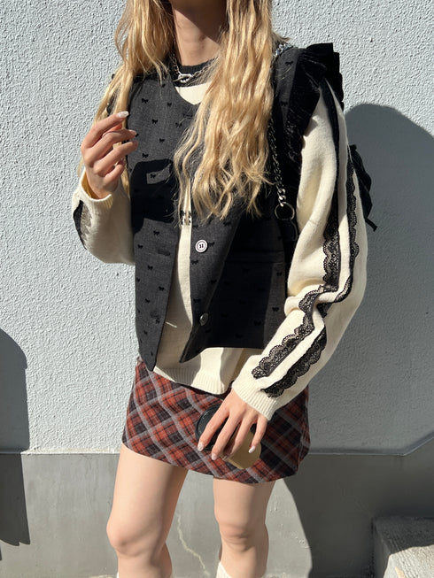 チェック台形ミニスカート | SL2243628 | レッド