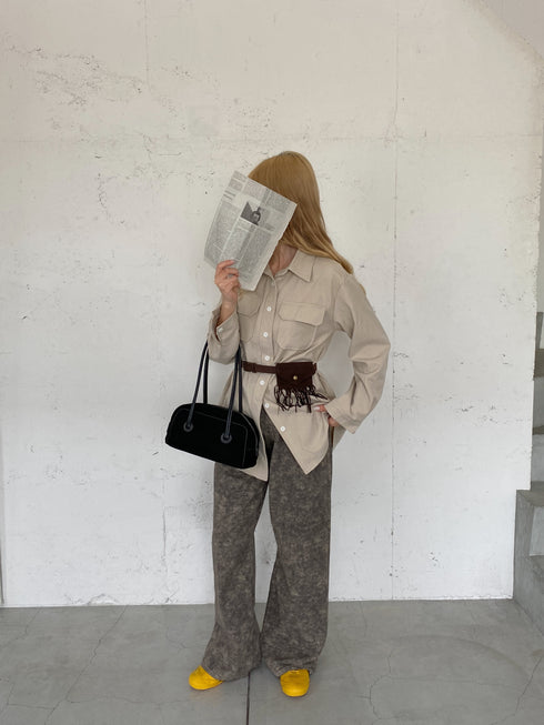 ベルト付きハイウエストビンテージデニム | SL2244605 | ブラウン