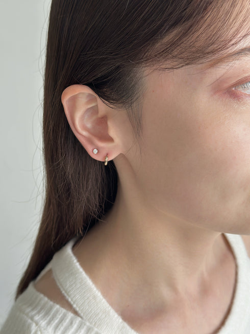 【ステンレス】フープ×ビジューピアスセット | SW4243115 | ピンク