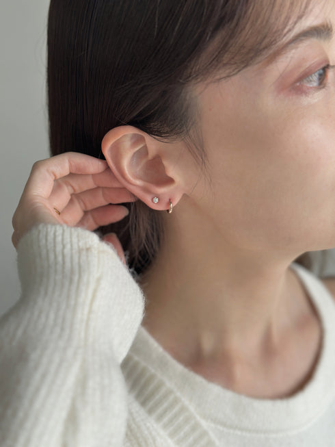 【ステンレス】フープ×ビジューピアスセット | SW4243115 | ピンク