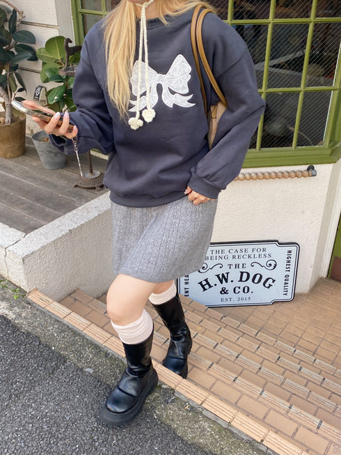 裏起毛リボンレーススウェット | SL2244615 | ネイビー