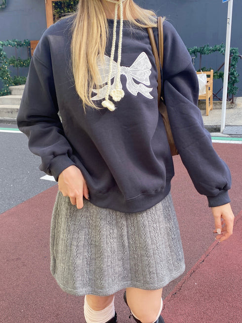 裏起毛リボンレーススウェット | SL2244615 | ネイビー