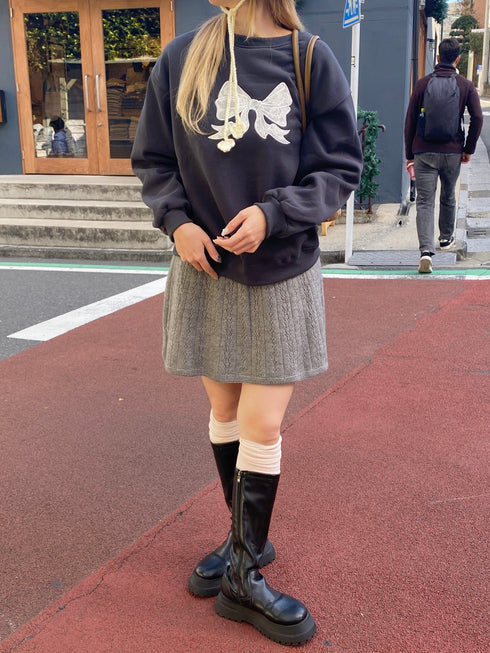 裏起毛リボンレーススウェット | SL2244615 | ネイビー