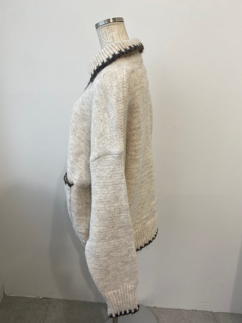 バイカラーステッチビッグニット | LI2244106 | アイボリー