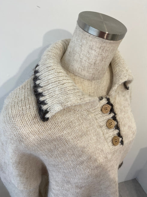 バイカラーステッチビッグニット | LI2244106 | アイボリー