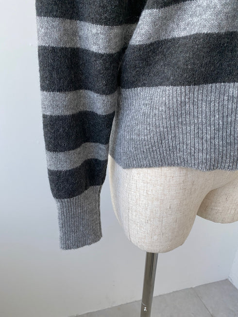 ボーダーワンショルダーニット | SL2244616 | グレー