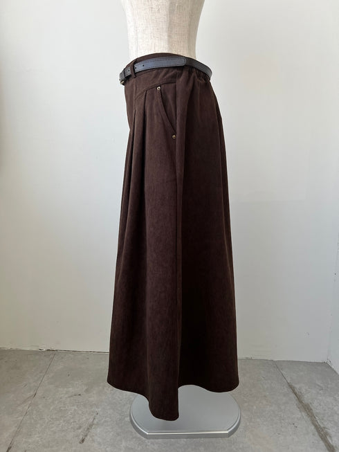 ベルト付きコーデュロイミディスカート | SL2244649 | ブラウン