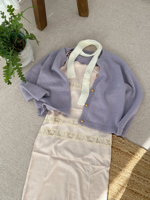 ラウンドネックニットカーディガン | SL2244641 | ラベンダー