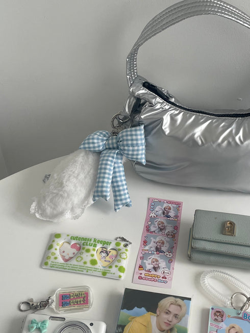 リボンチャーム付きミニバッグ | SL1243605 | シルバー