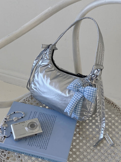 リボンチャーム付きミニバッグ | SL1243605 | シルバー