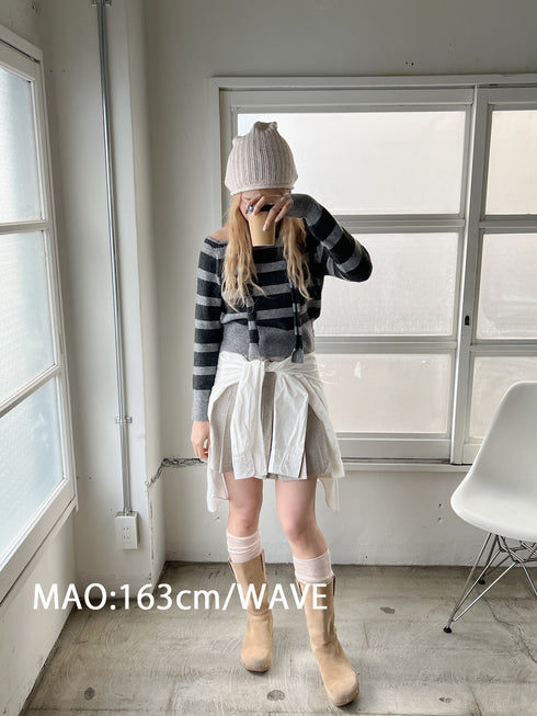 ボーダーワンショルダーニット | SL2244616 | グレー